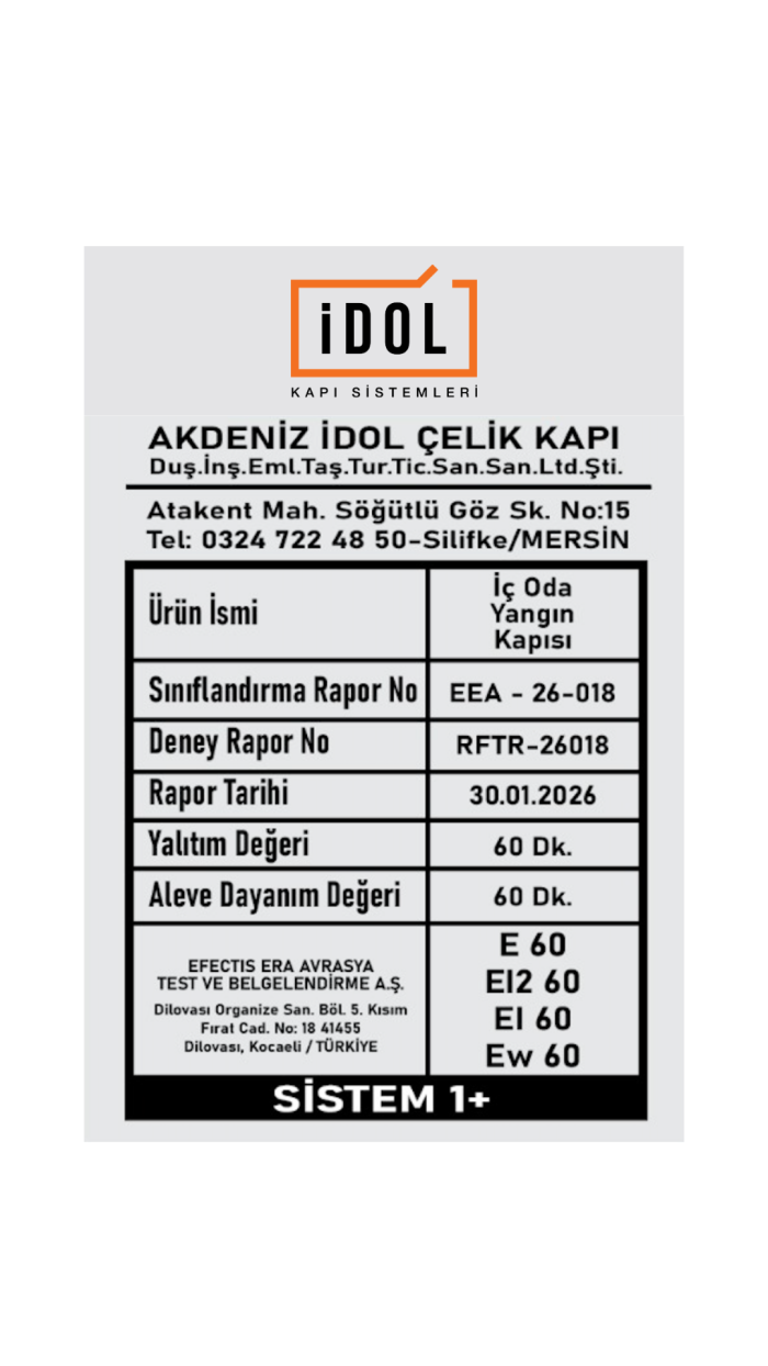 Belgeli Otel Oda Kapısı Y802 — Krem sertifikası